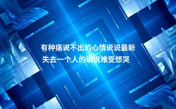有种痛说不出的心情说说最新 失去一个人的说说难受想哭